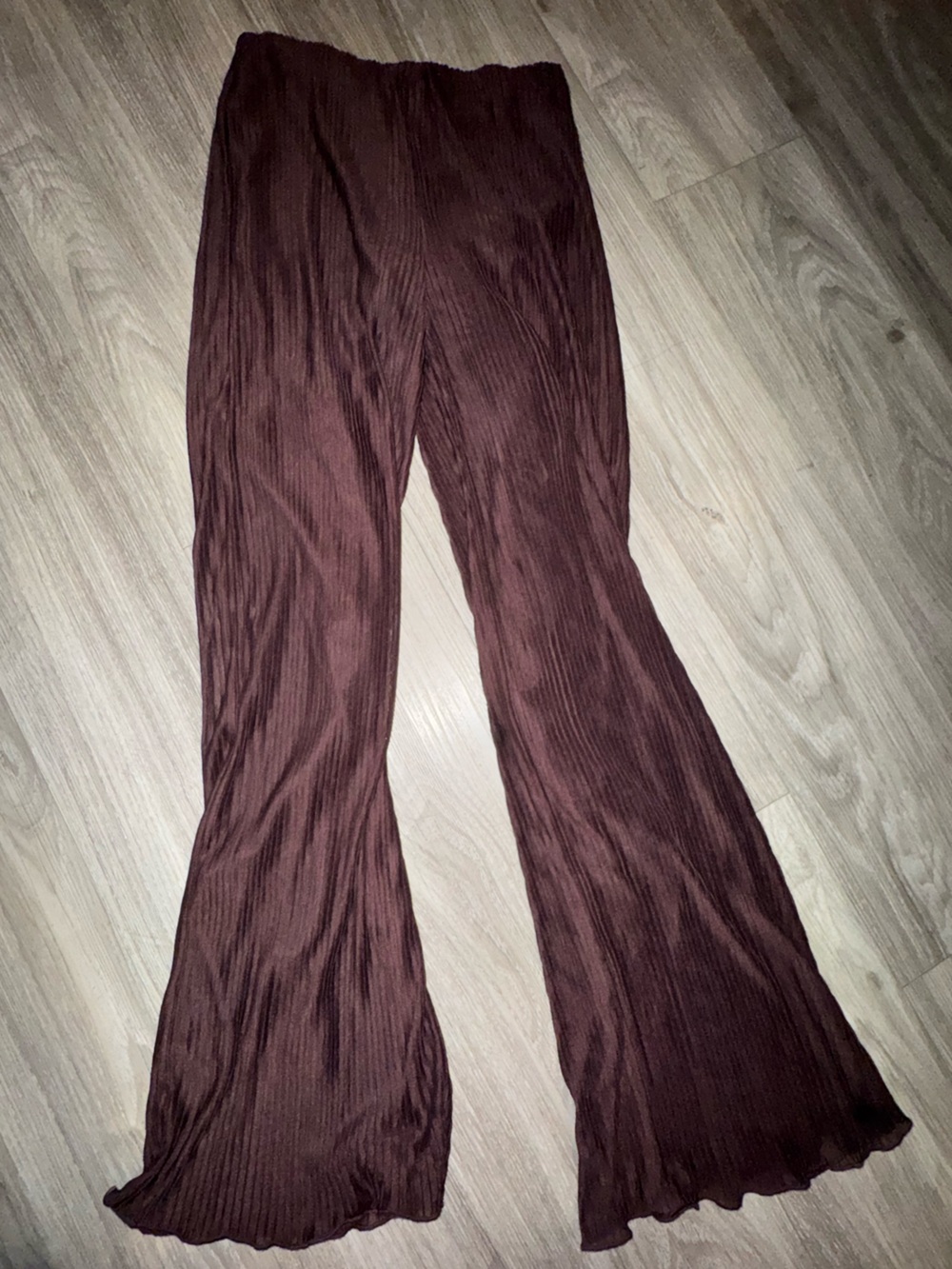 Zara Chocolate Brown Ribbed Flare Swim Coverup Pants